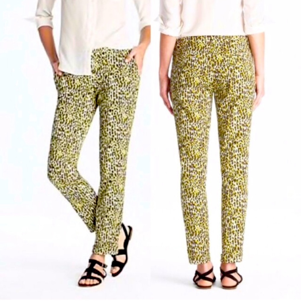 J. Crew Yellow and Black Patterned Capris
